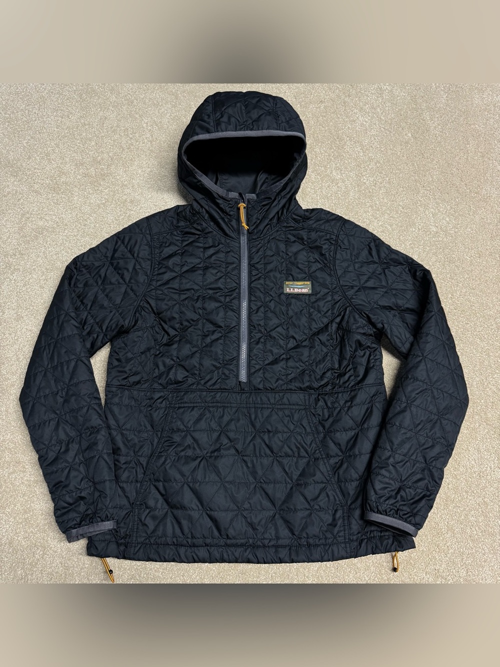 LL Bean Katahdin Insulated Pullover Jacket Women Medium Black 504141 Hooded